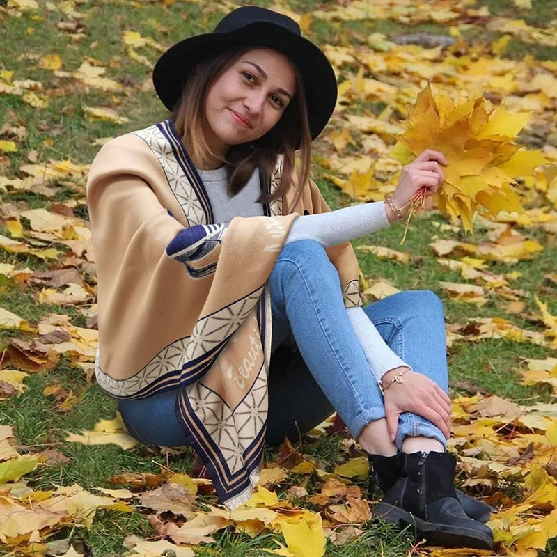 EXTREE Scarfs for Women Pashmina Silky Shawl Wrap for Evening Dressing Blanket Open Front Poncho Cape - Image 4